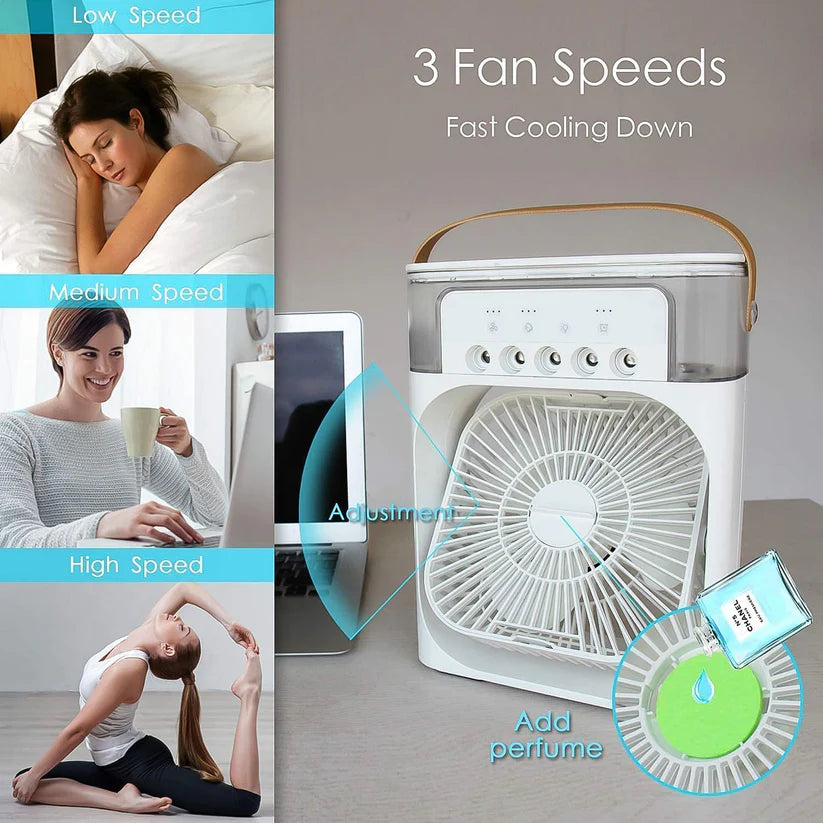 Personal AC Fan - Portable Air Cooler Fan with 7-Color Light